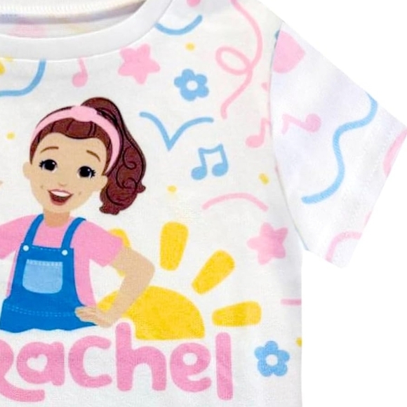 Ms.Rachel Pajama Set Miss Rachel Tv Show Toddlers. Pink, Blue And White - Picture 5 of 6